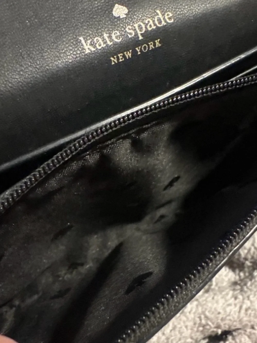 kate spade Black Textured Leather Shoulder Bag with Gold Logo